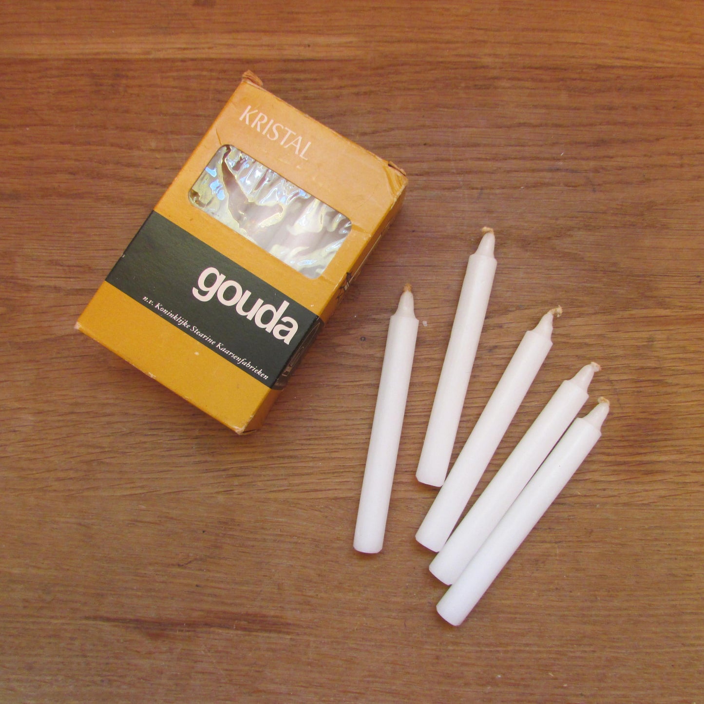 Box of 1960s/70s part-used Kristal Gouda Holland Christmas tree candles (16 in box)