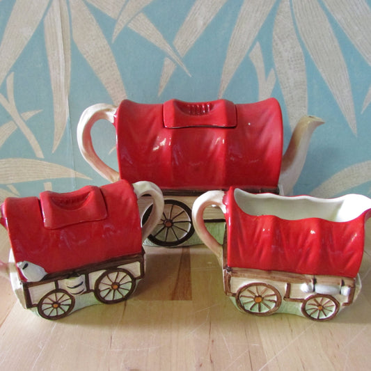 1940s/50s Washington Pottery Wagon Trail teaset