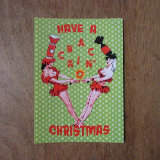 Home-made mixed media/digital Christmas postcard: "Have a Crackin' Christmas"