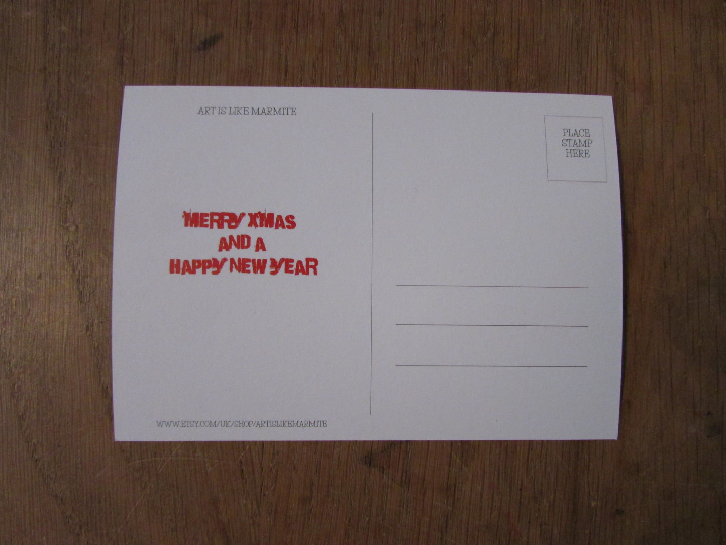 Home-made mixed media/digital Christmas postcard: "Seasons Creepings"