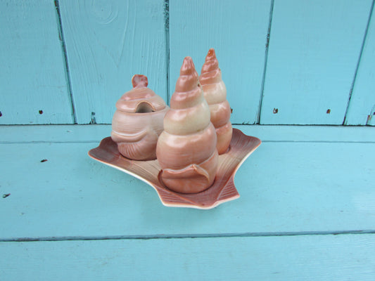 1960s Carlton Ware handpainted Australian Design ceramic shell cruet set