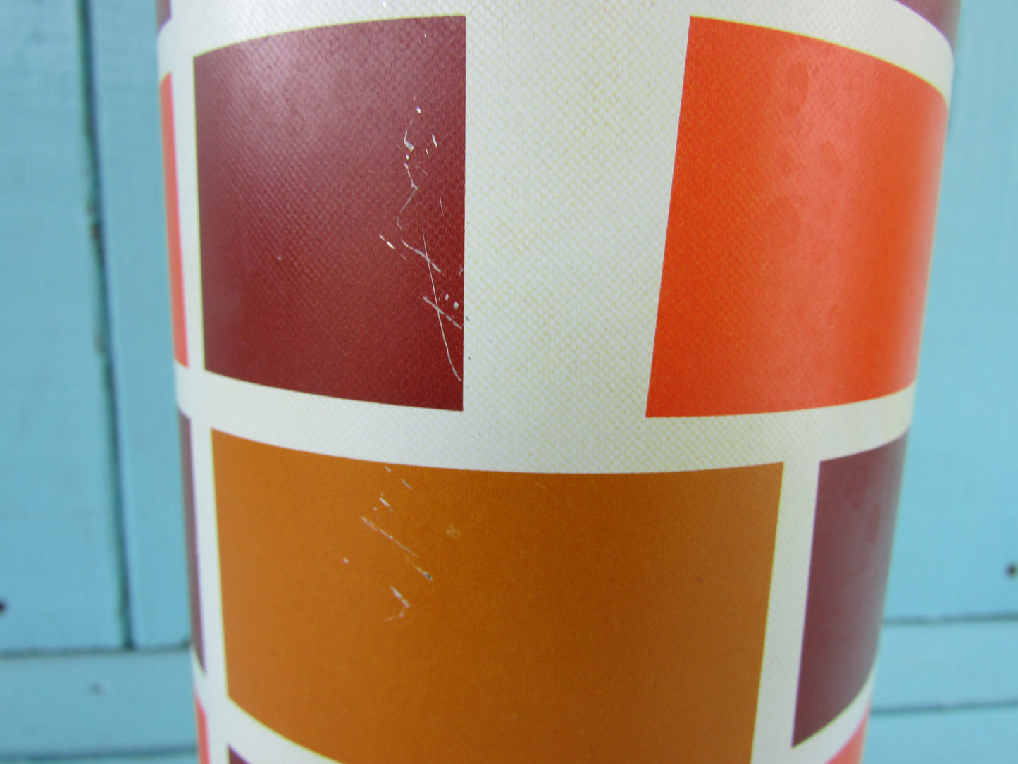 1960s/70s orange & brown brick-like patterned vacuum flask