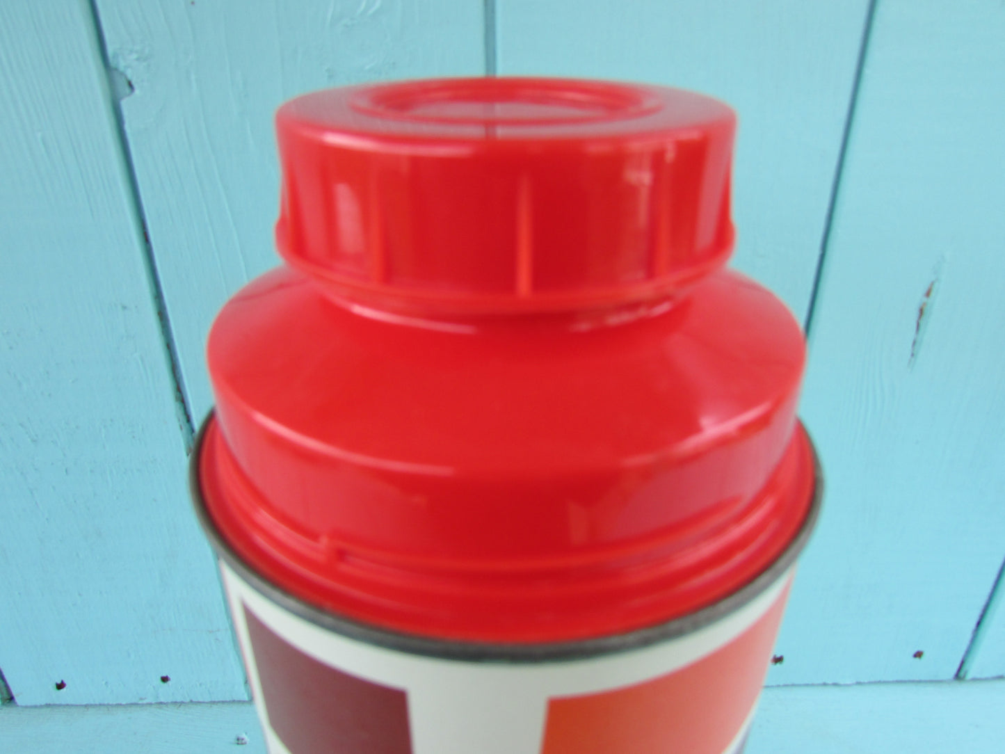 1960s/70s orange & brown brick-like patterned vacuum flask