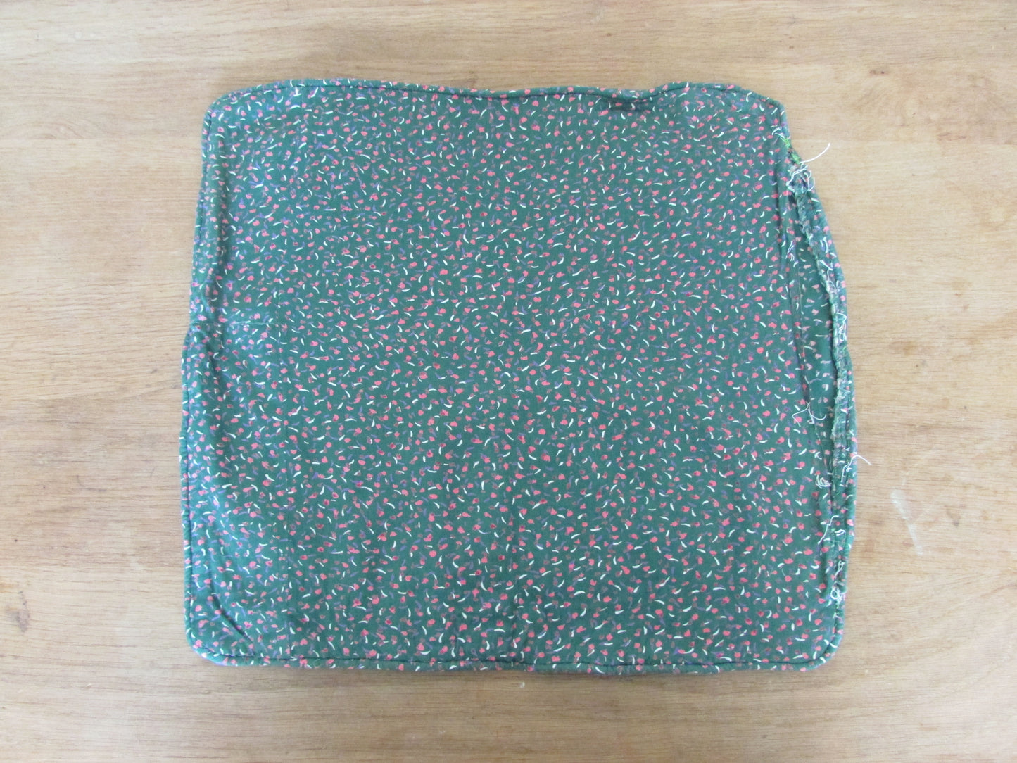 Vintage hand-made dark green ditsy floral patchwork cushion cover