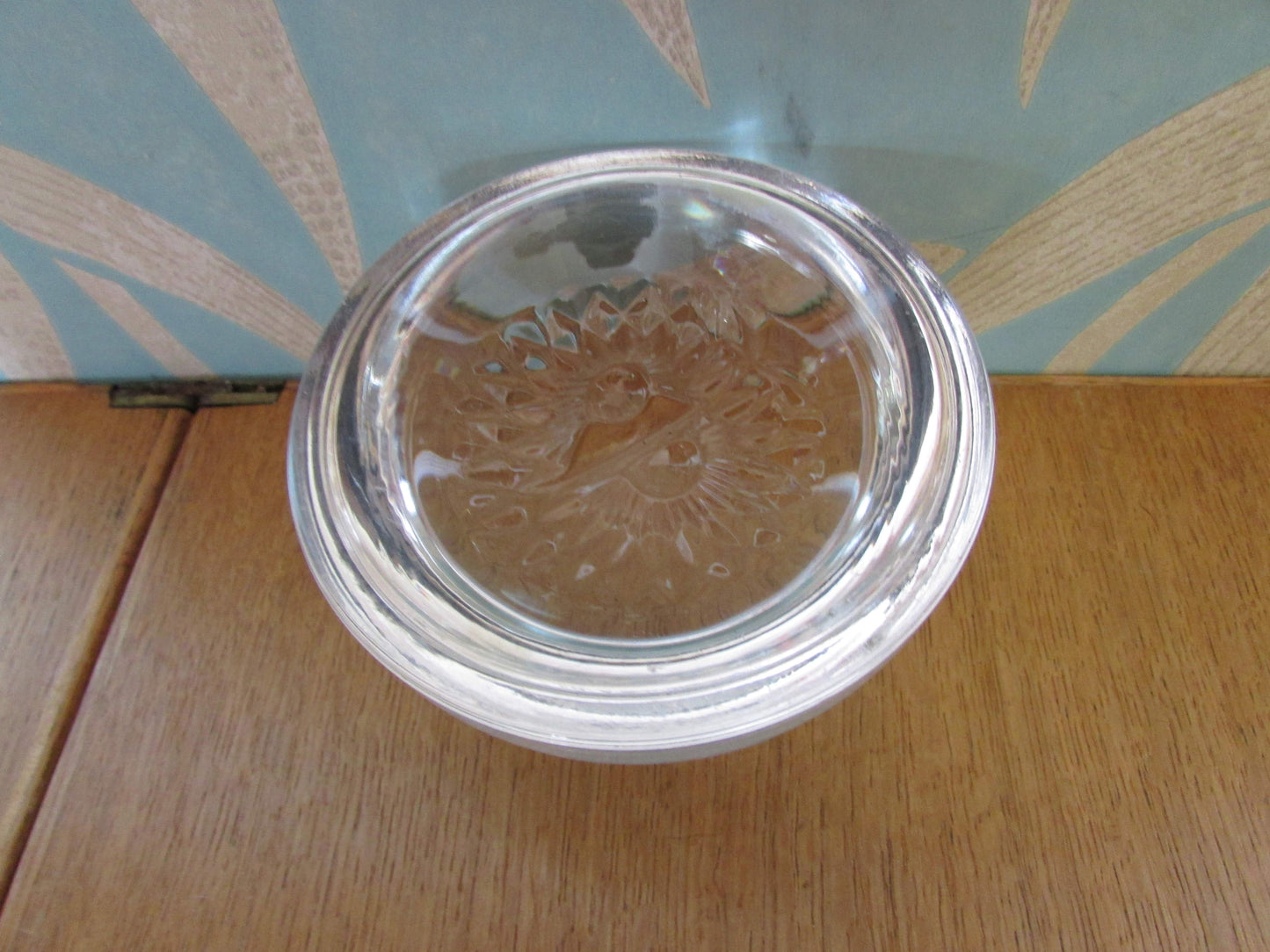 Vintage crystal glass owl domed paperweight