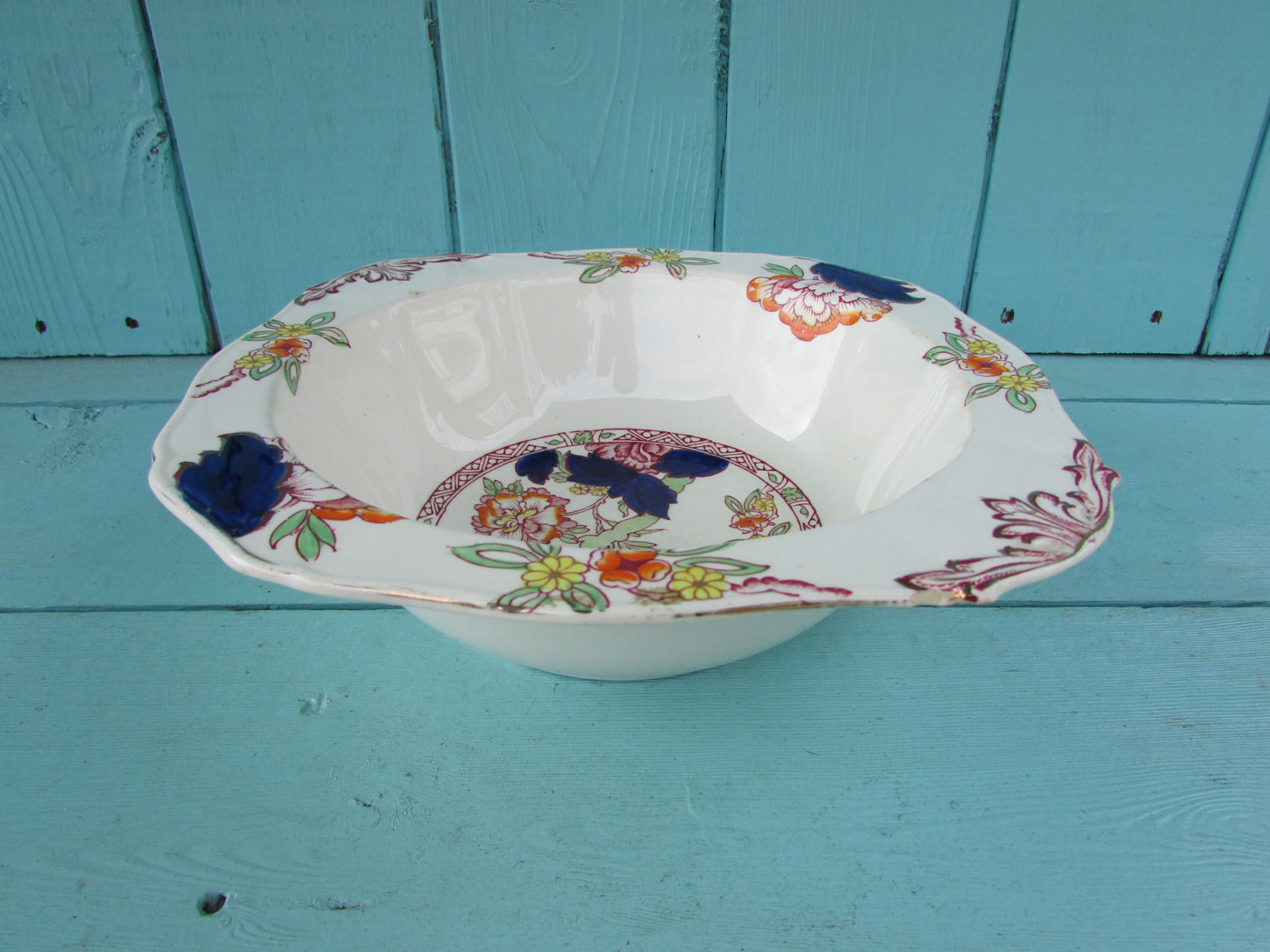 Antique Alfred Meakin Gleneagles hand-painted large bowl