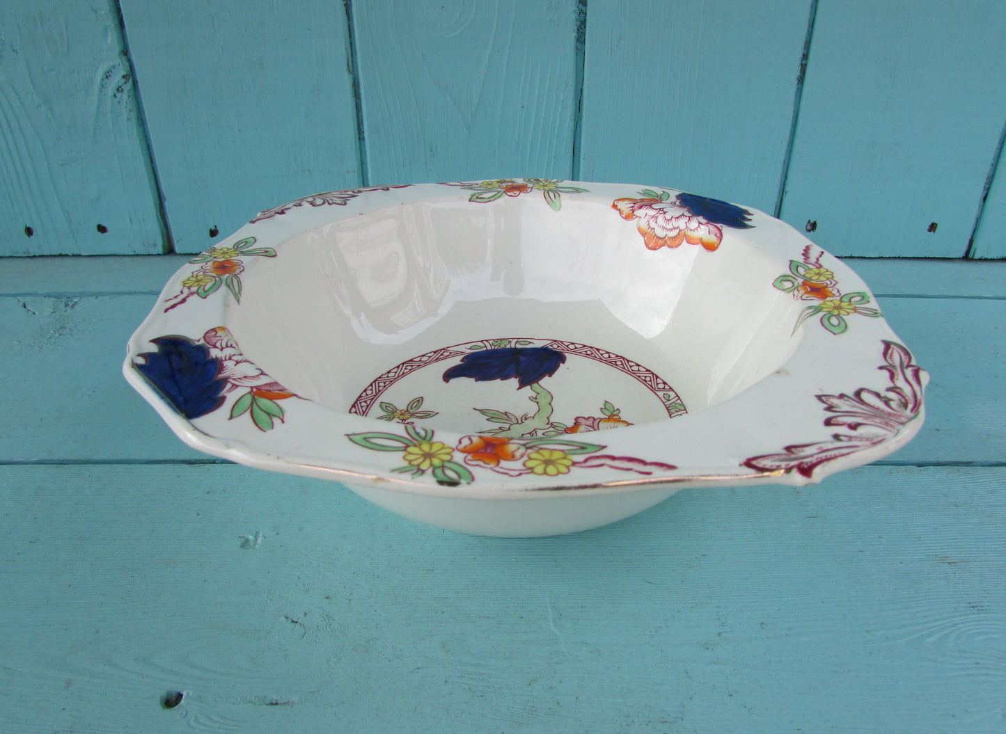 Antique Alfred Meakin Gleneagles hand-painted large bowl