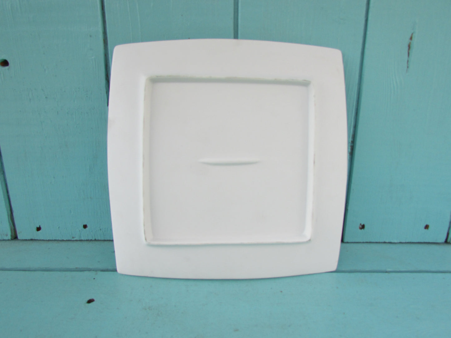 circa. 1960s contemporary white ceramic optical swirl/textured wave square plate