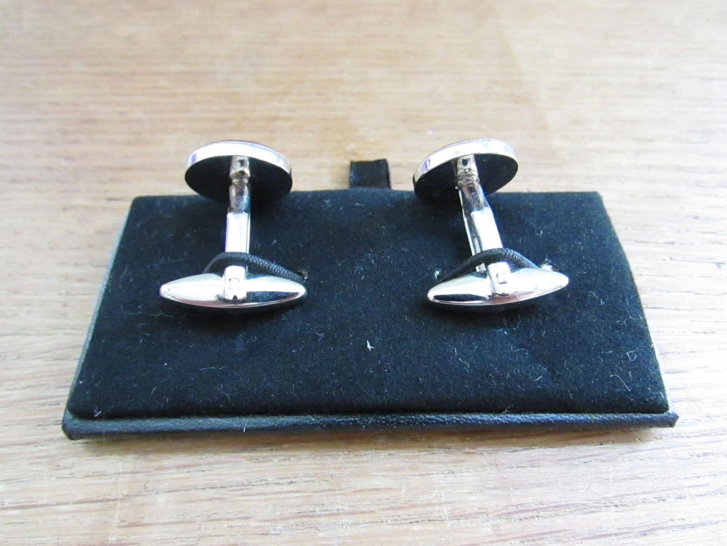 Novelty silver-tone 'Digestive biscuit' cufflinks, boxed