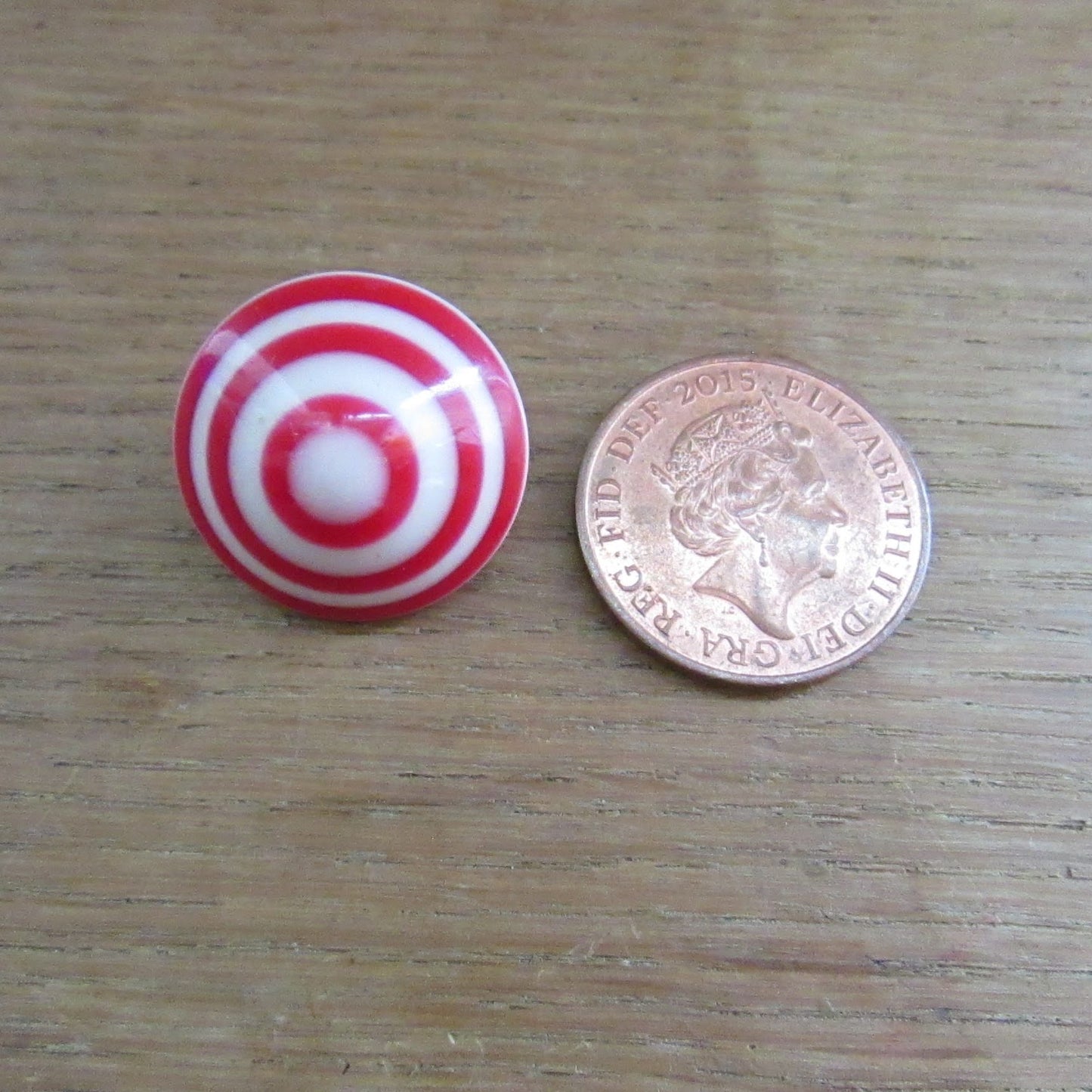 1980s red & white candy stripe domed clip-on earrings