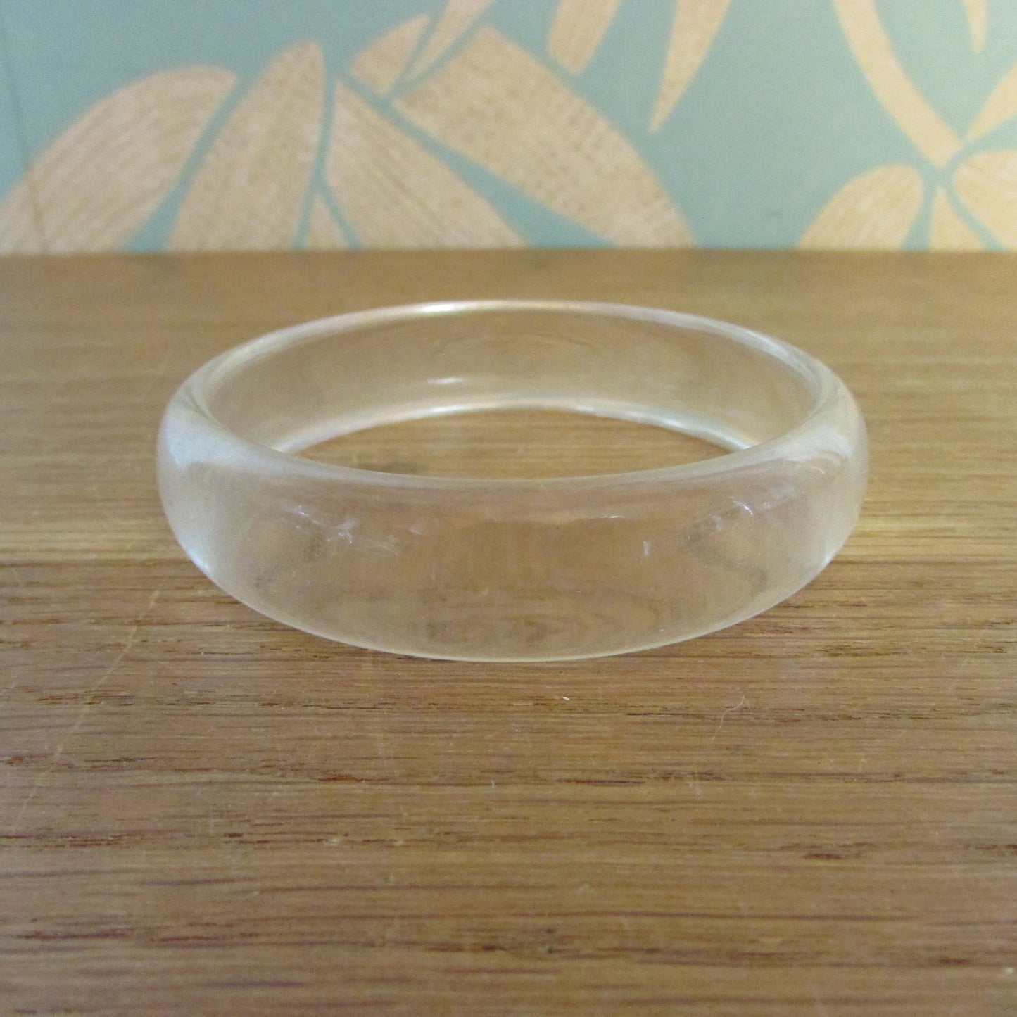 circa. 1980s clear translucent, and pink polka dot acrylic bangle set