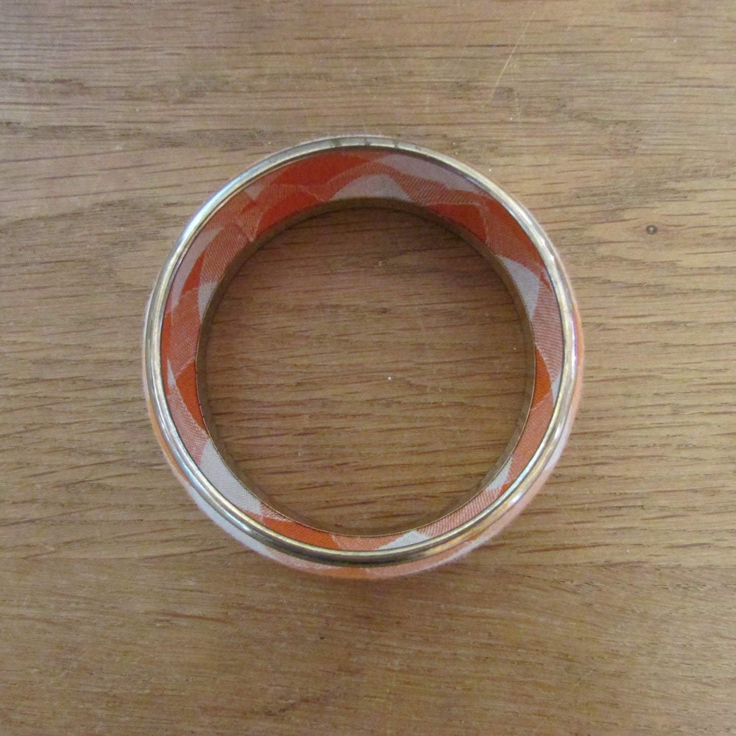 Y2K orange & white gingham fabric wrapped bangle