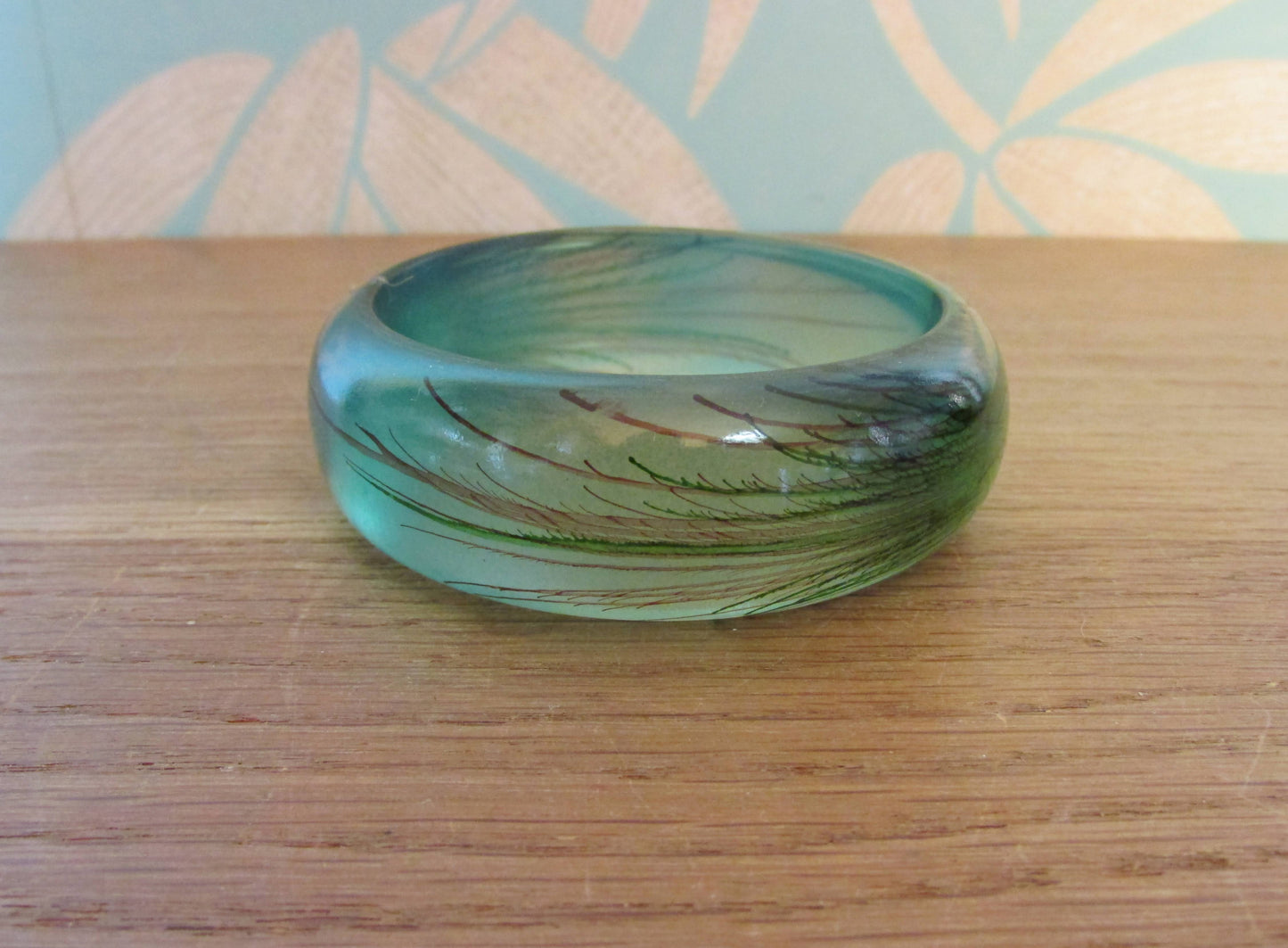 Vintage resin peacock feather bangle