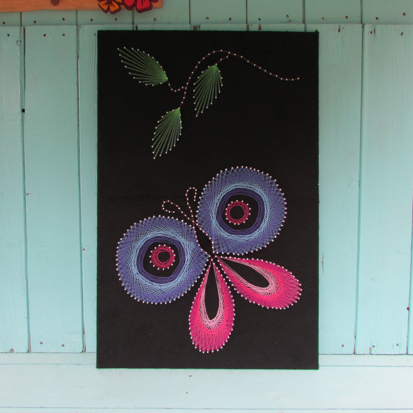Home-made "Butterfly" string art made from original 1973 pattern