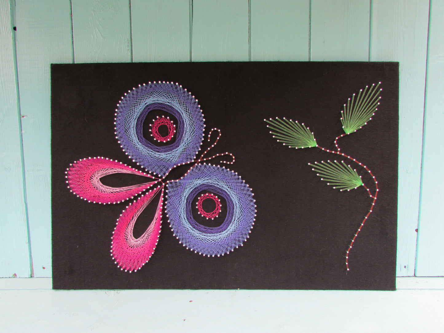 Home-made "Butterfly" string art made from original 1973 pattern