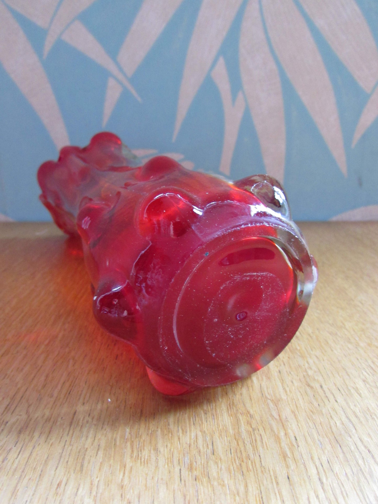 Pair of mid-century red finger art glass vases