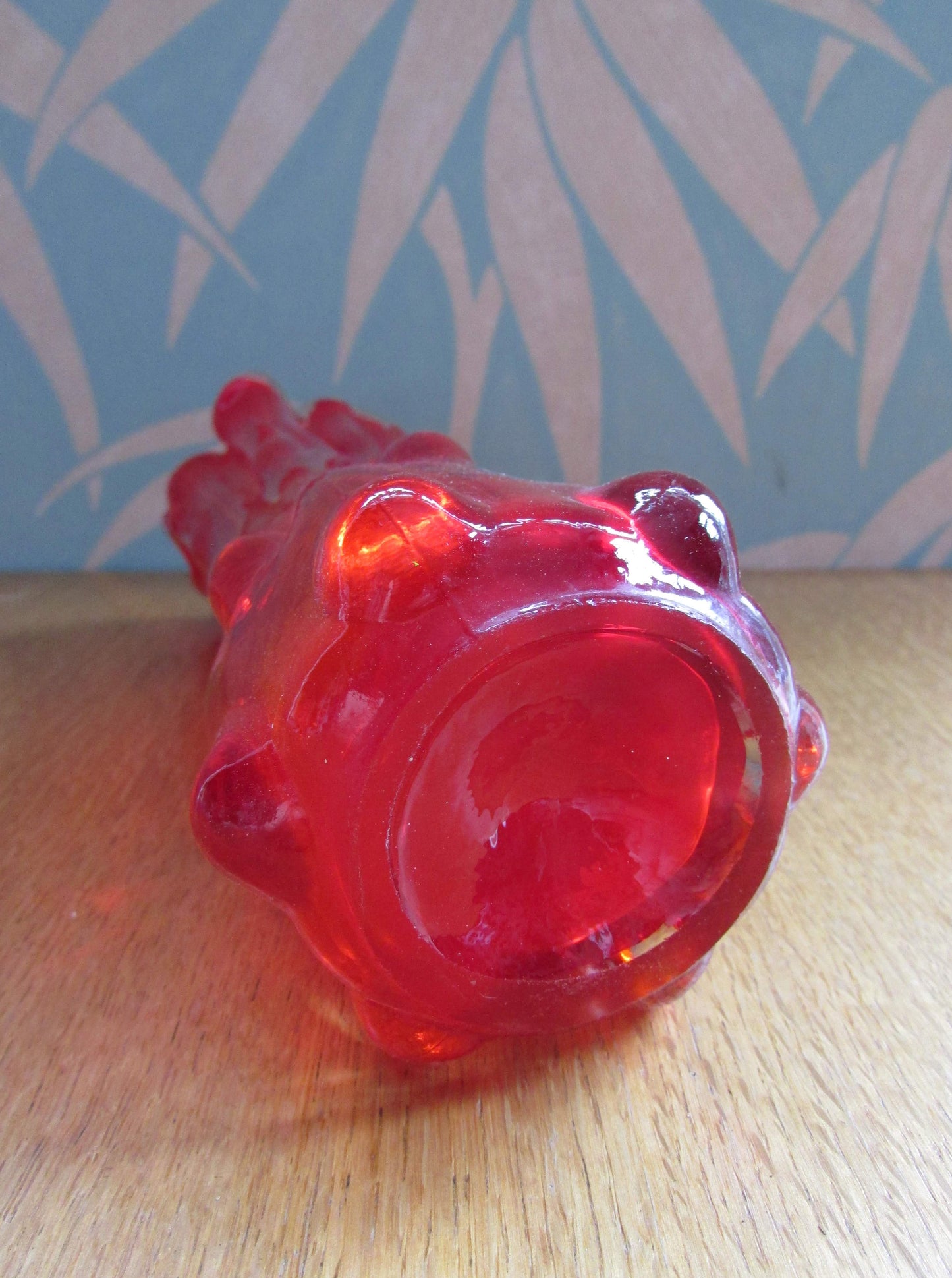Pair of mid-century red finger art glass vases