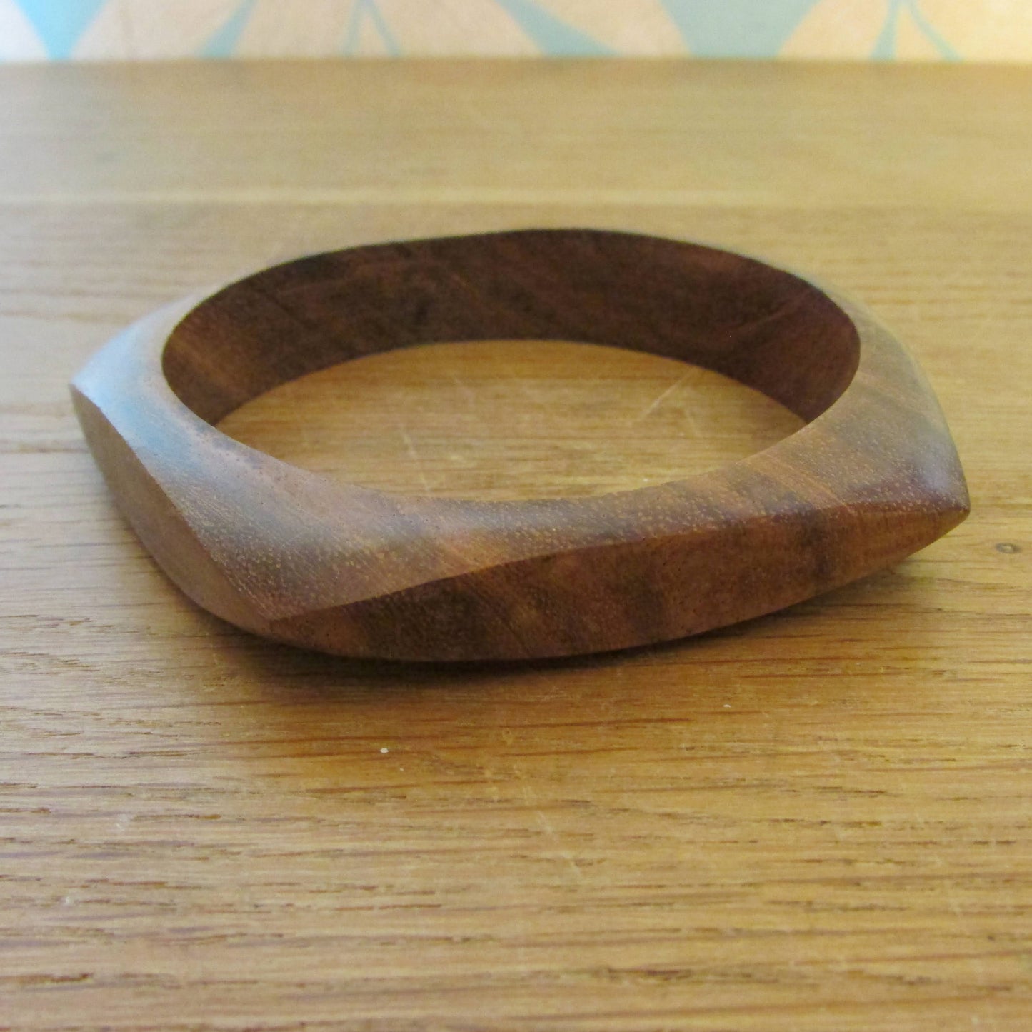 Set of three 1970s hand carved wooden bangles