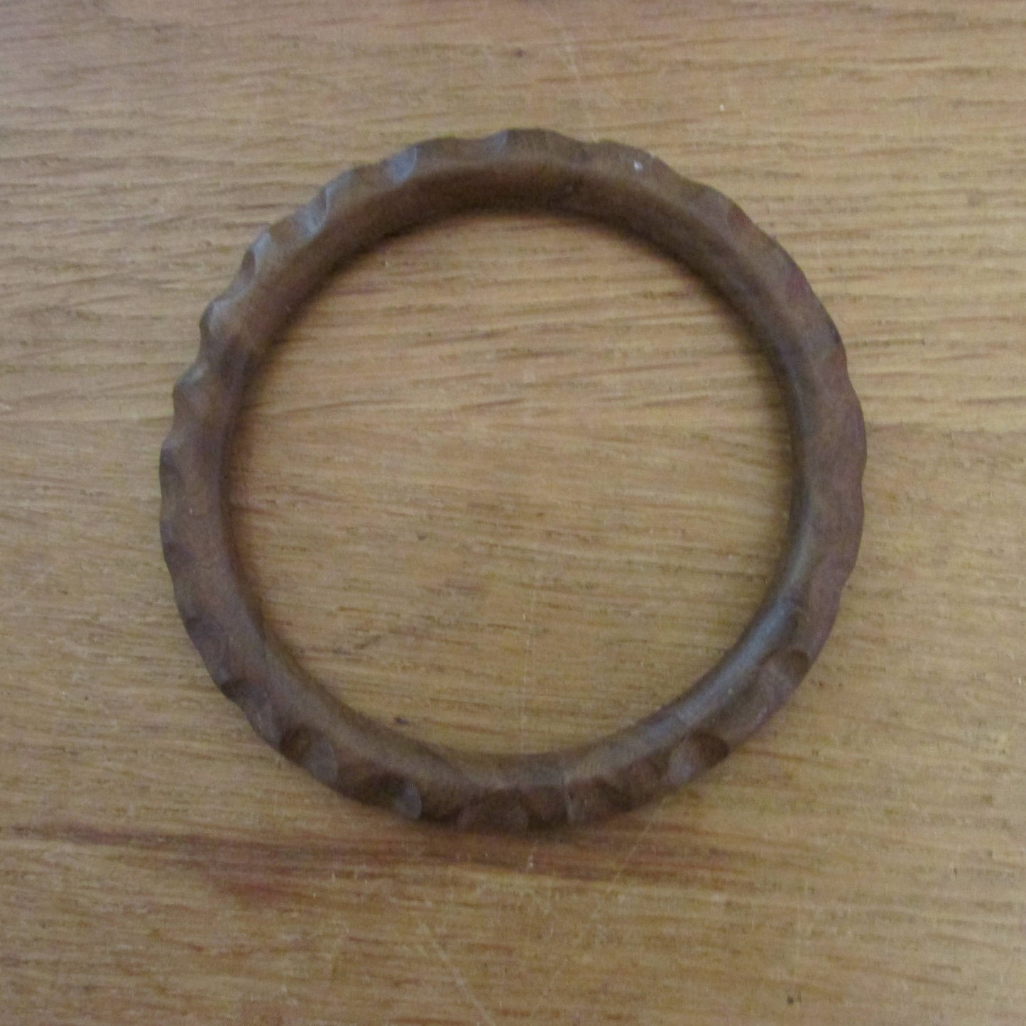 Set of three 1970s hand carved wooden bangles