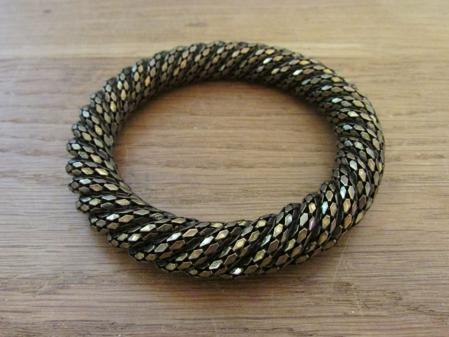 1980s twisted gold-tone & rhodium-type rope bangle