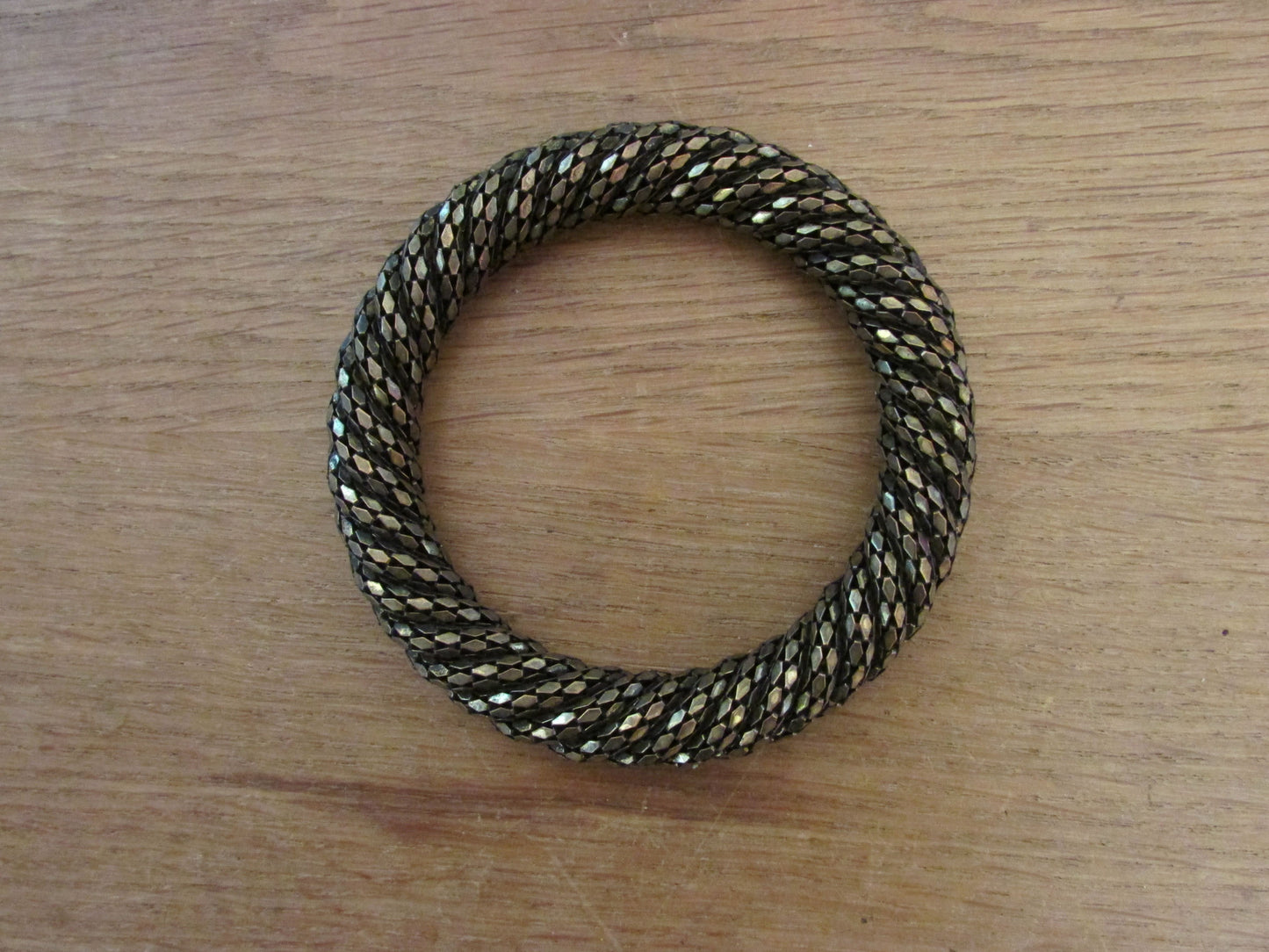 1980s twisted gold-tone & rhodium-type rope bangle