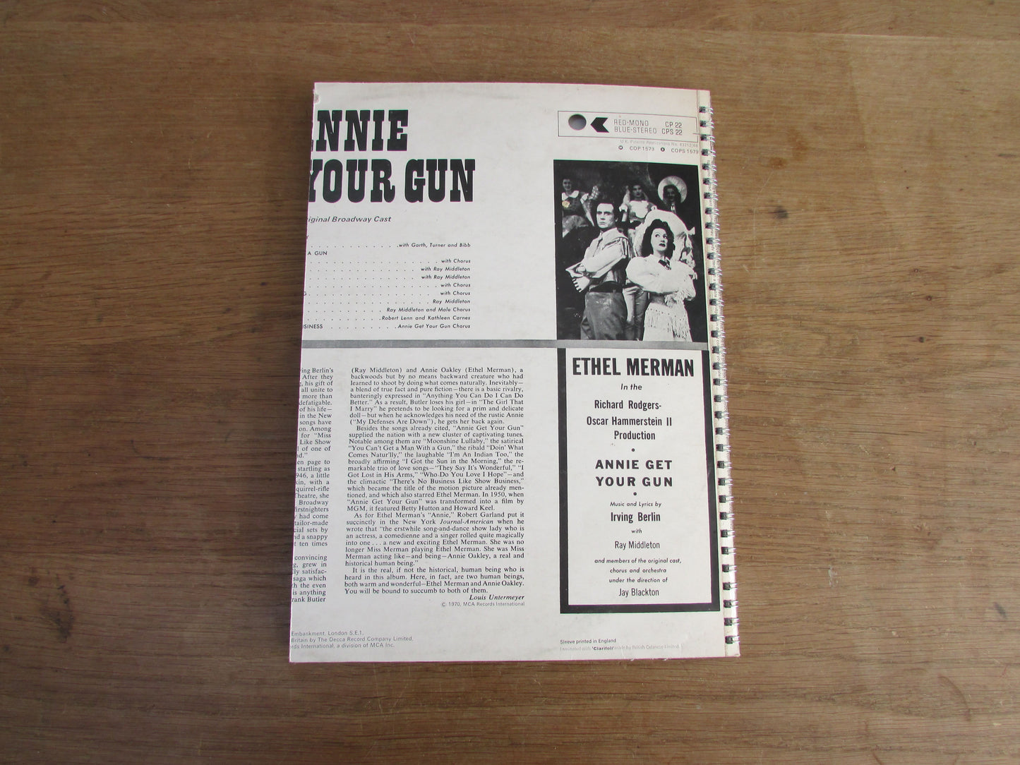 Home-made A4 wire-bound sketchbook using 100% recycled 140gsm Cartridge Paper, Annie Get Your Gun