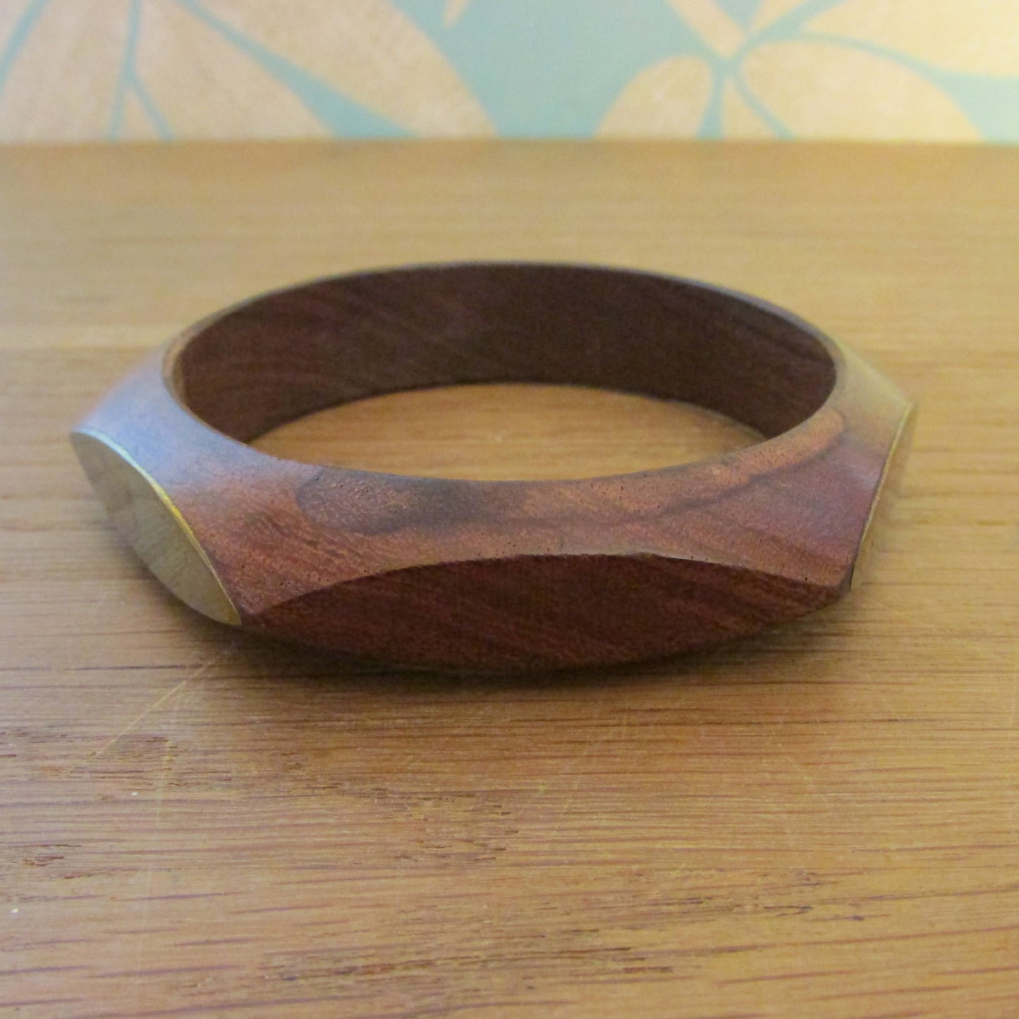 Set of three 1970s hand carved wooden bangles