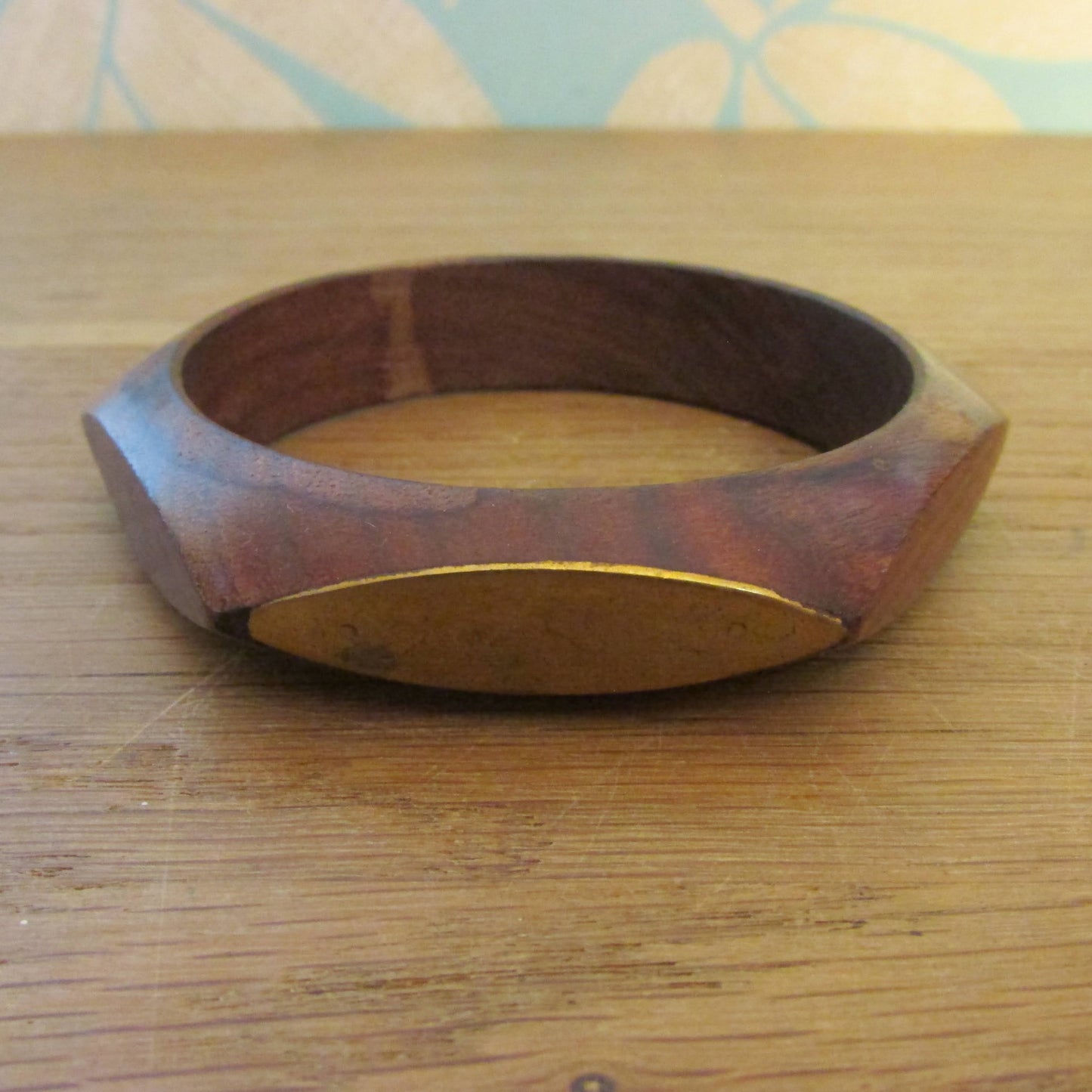 Set of three 1970s hand carved wooden bangles