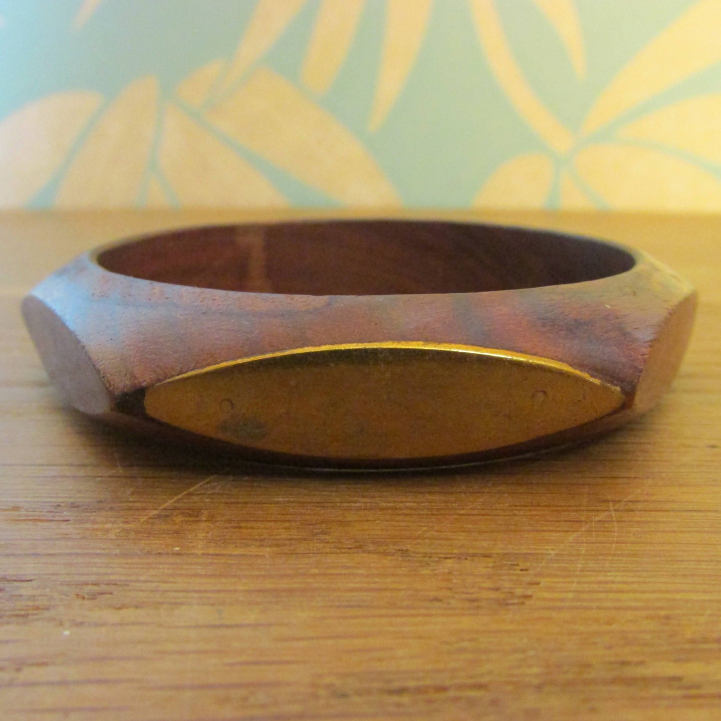 Set of three 1970s hand carved wooden bangles