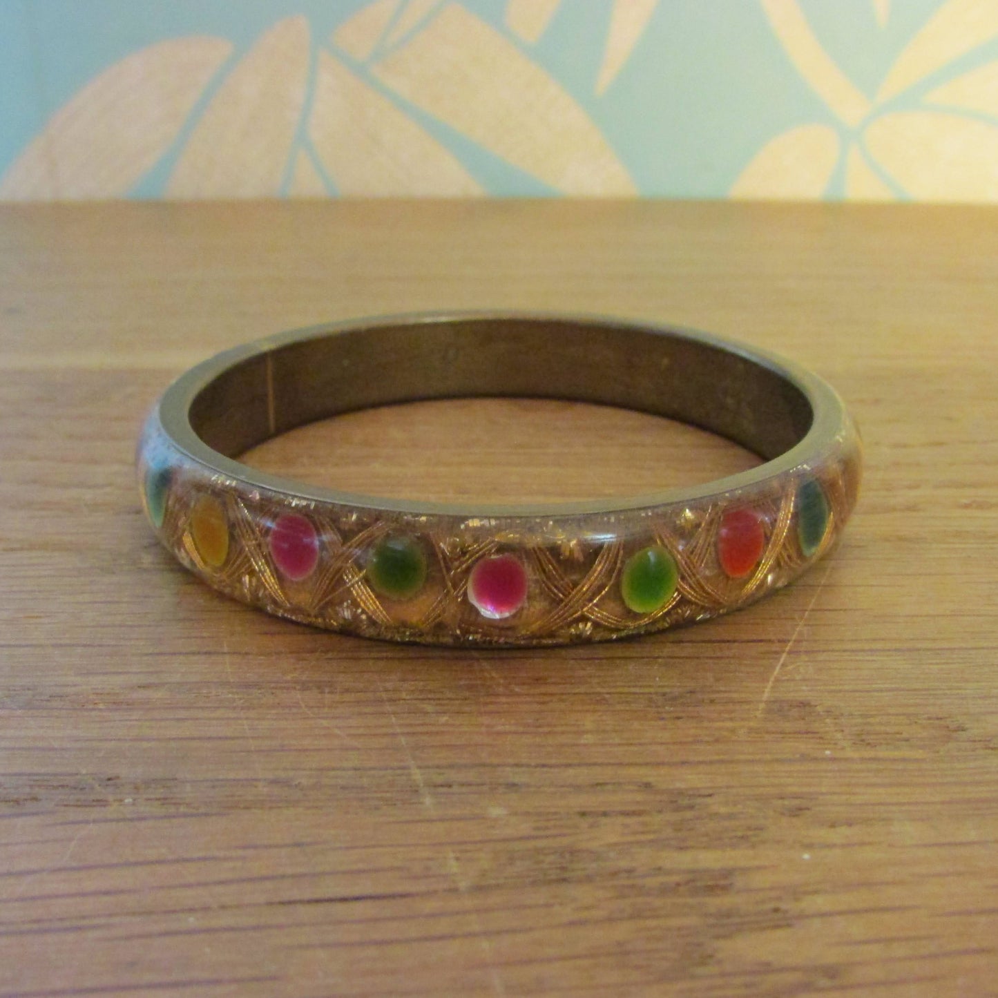 1950s resin set faux jewelled celluloid bangle
