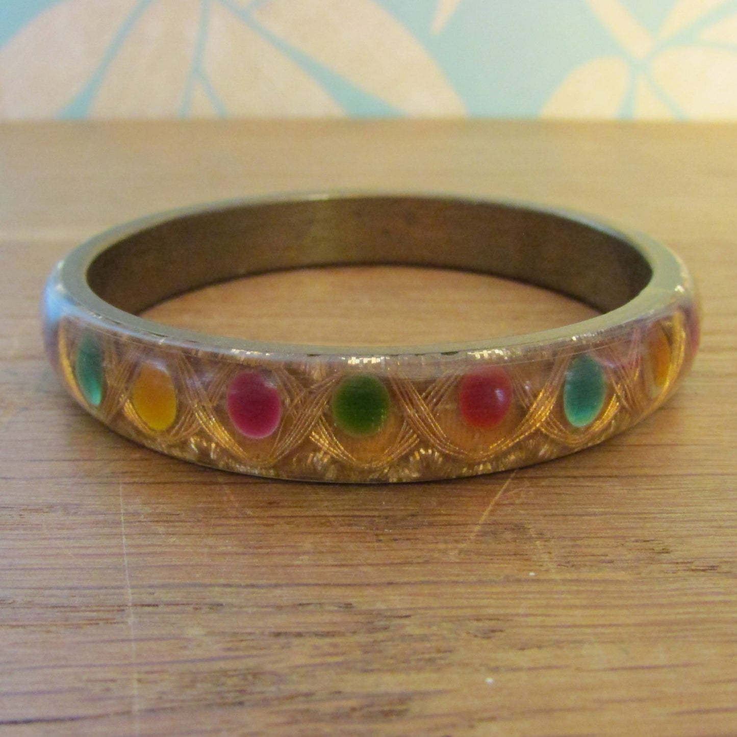 1950s resin set faux jewelled celluloid bangle