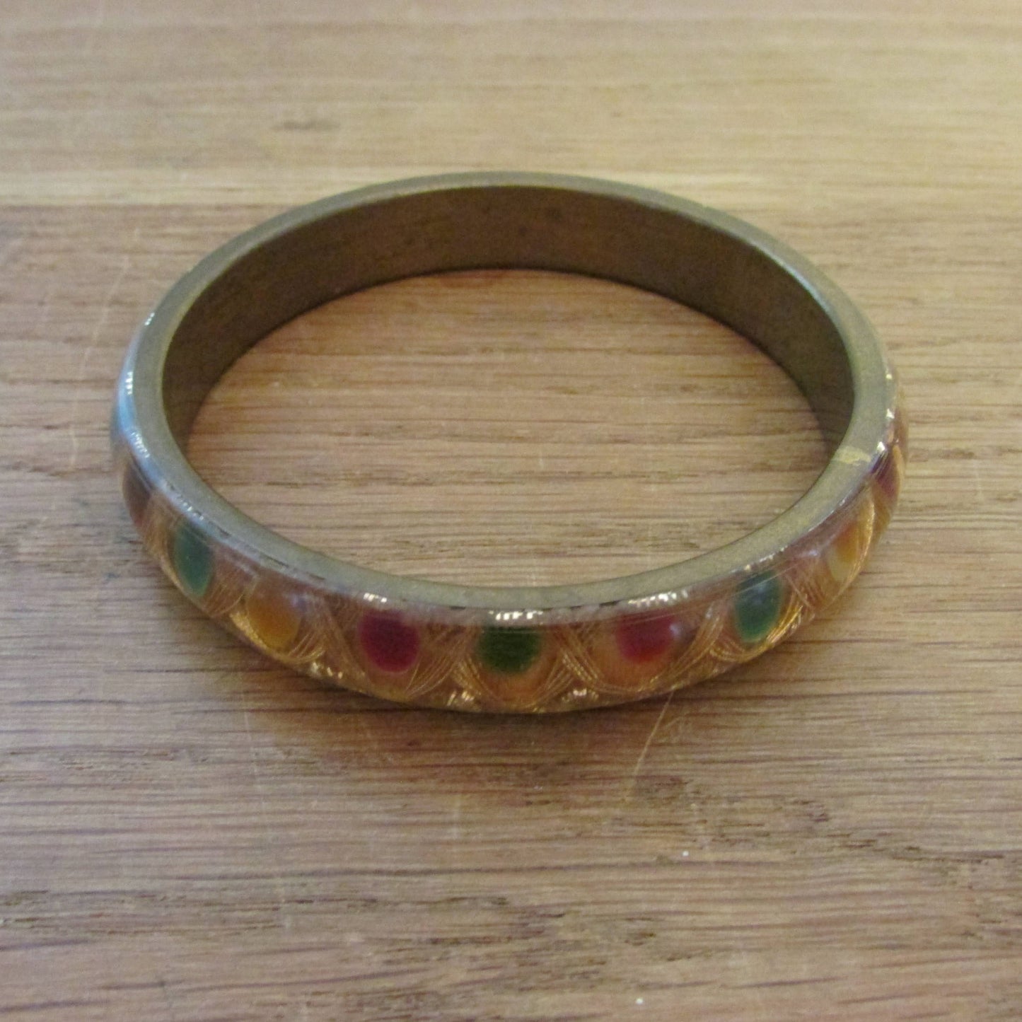 1950s resin set faux jewelled celluloid bangle
