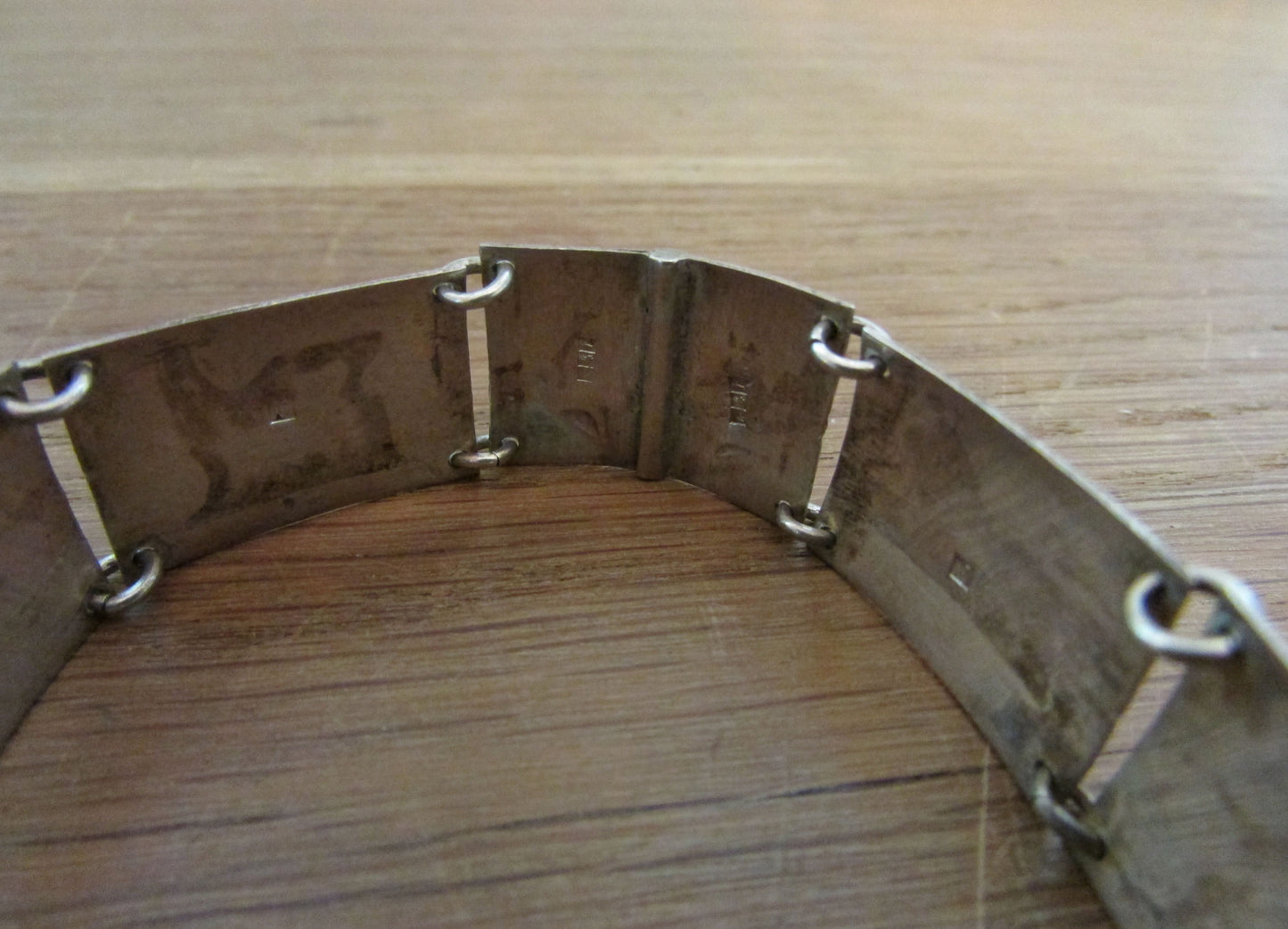 Mid-century Siam Thai silver Niello scenic panel bracelet