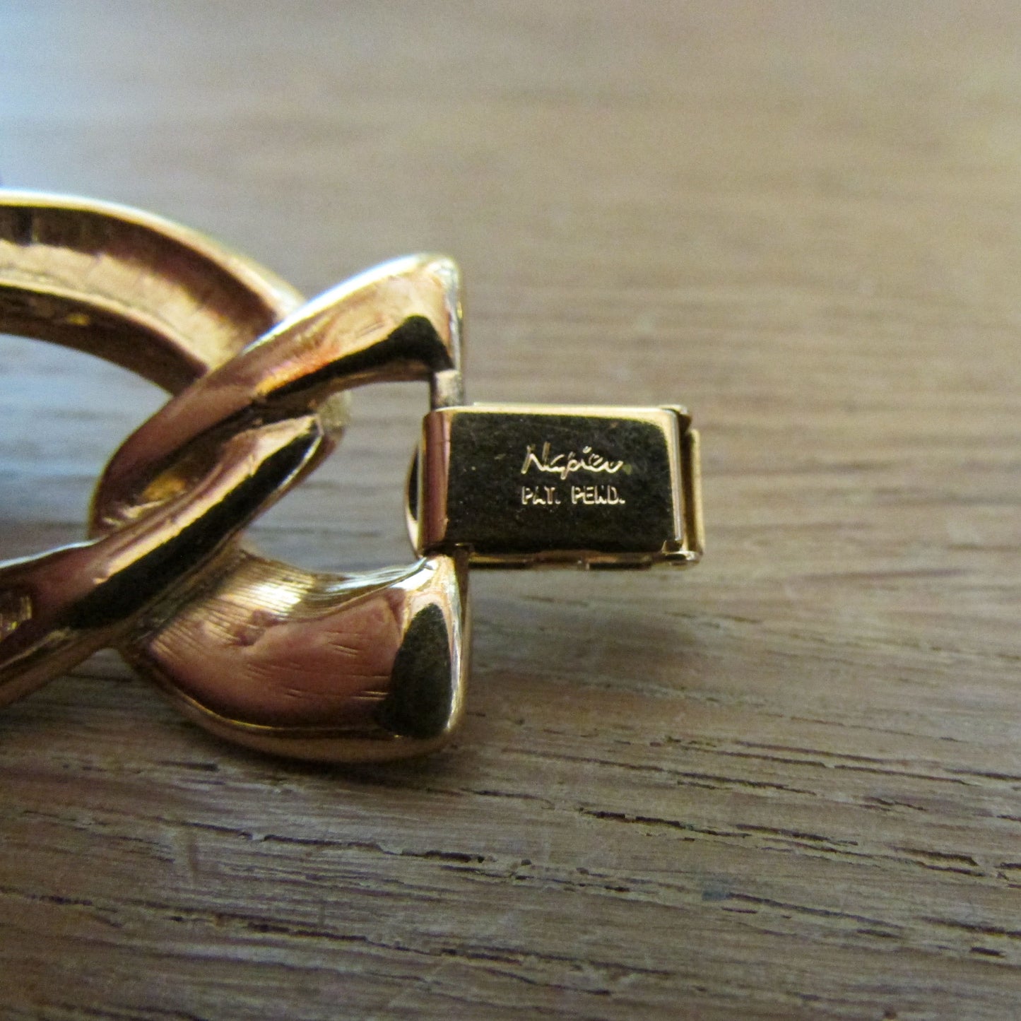 1950s/60s Napier gold-tone & cream enamel chunky link bracelet