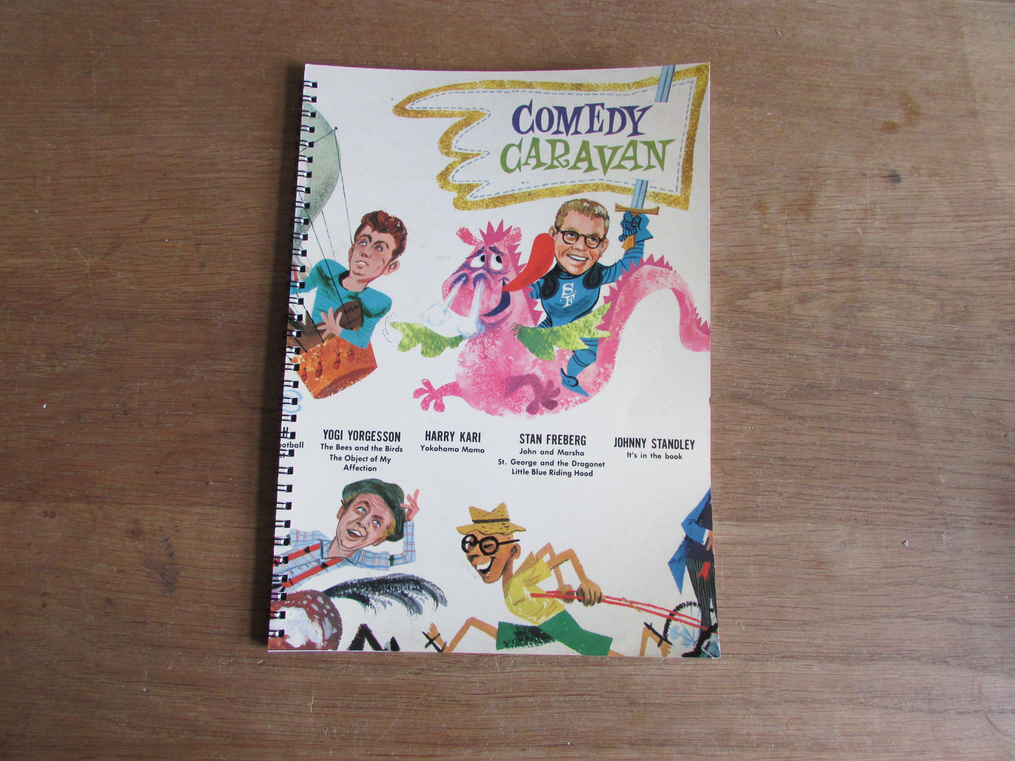 Home-made A4 wire-bound notebook, 30 sheets lined paper, Comedy Caravan