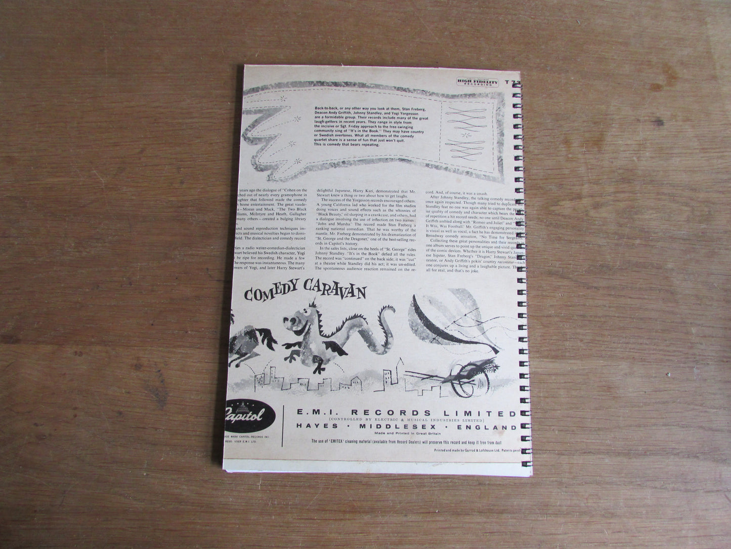 Home-made A4 wire-bound notebook, 30 sheets lined paper, Comedy Caravan