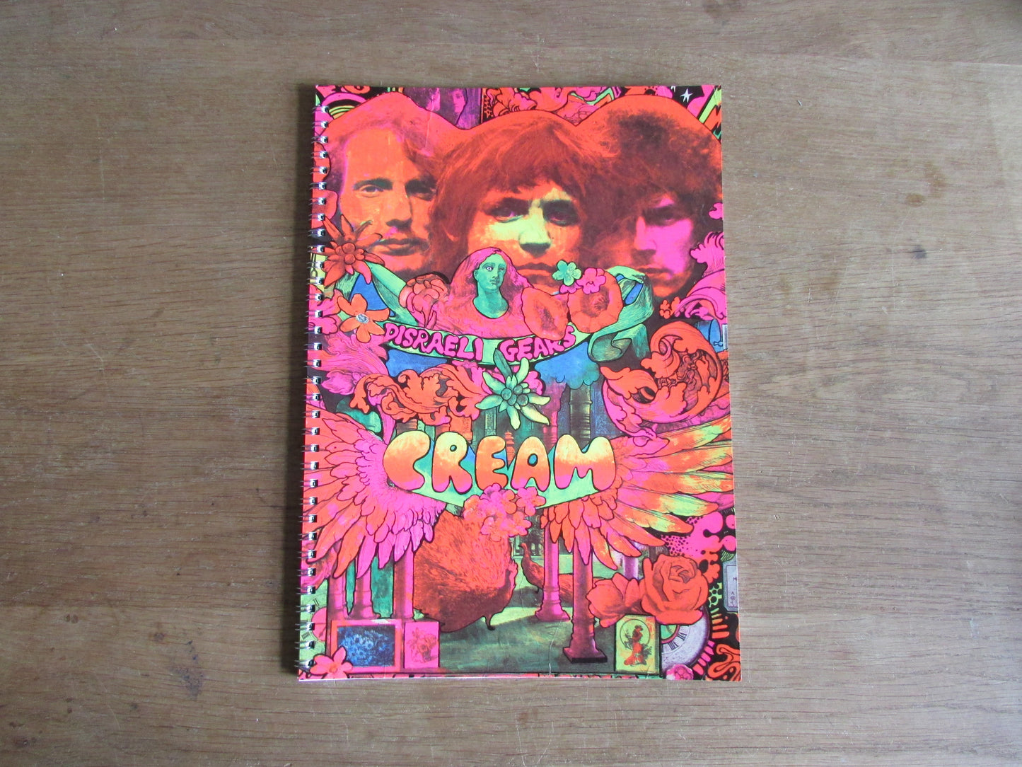 Home-made A4 wire-bound notebook, 30 sheets lined paper, Cream