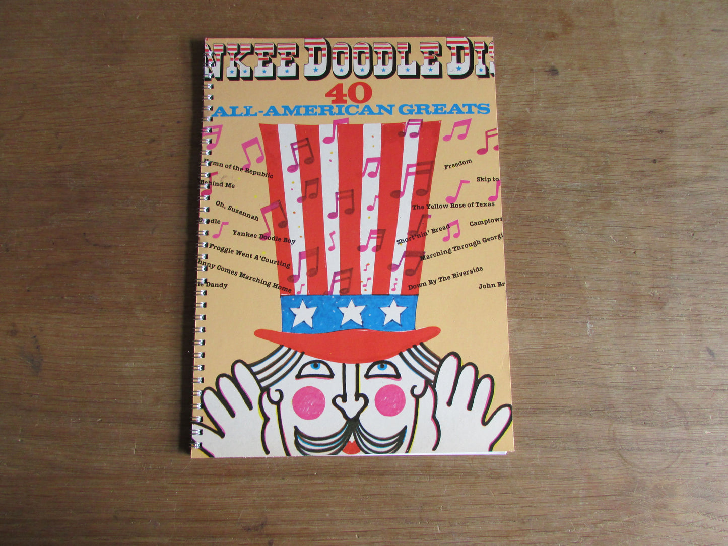 Home-made A4 wire-bound notebook, 30 sheets lined paper, Yankee Doodle Disco