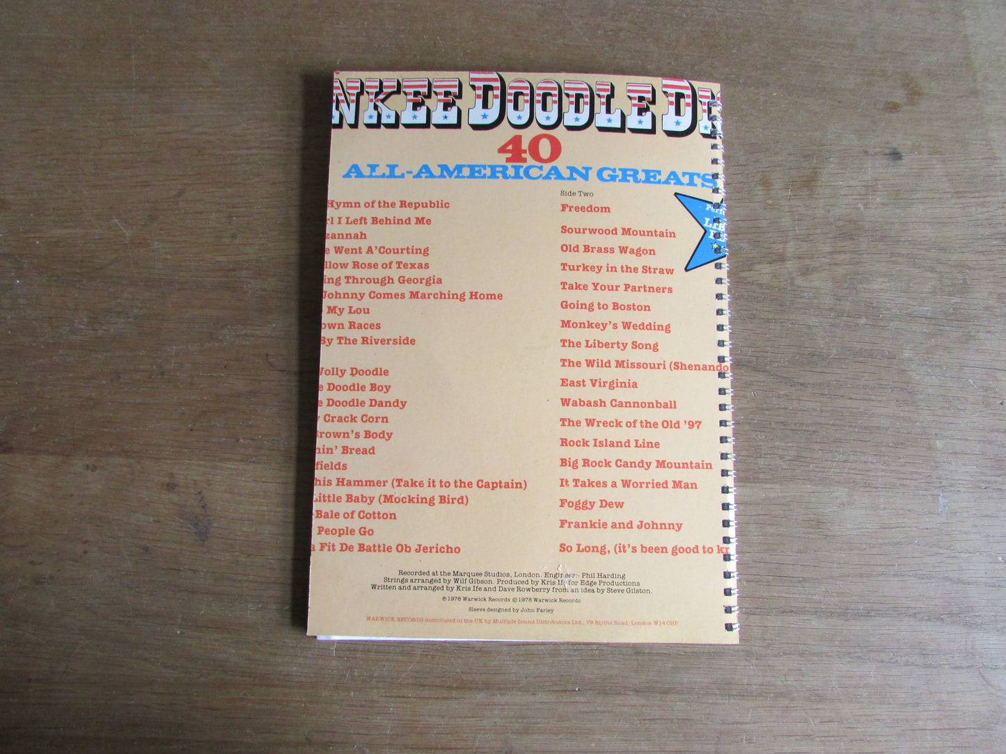 Home-made A4 wire-bound notebook, 30 sheets lined paper, Yankee Doodle Disco