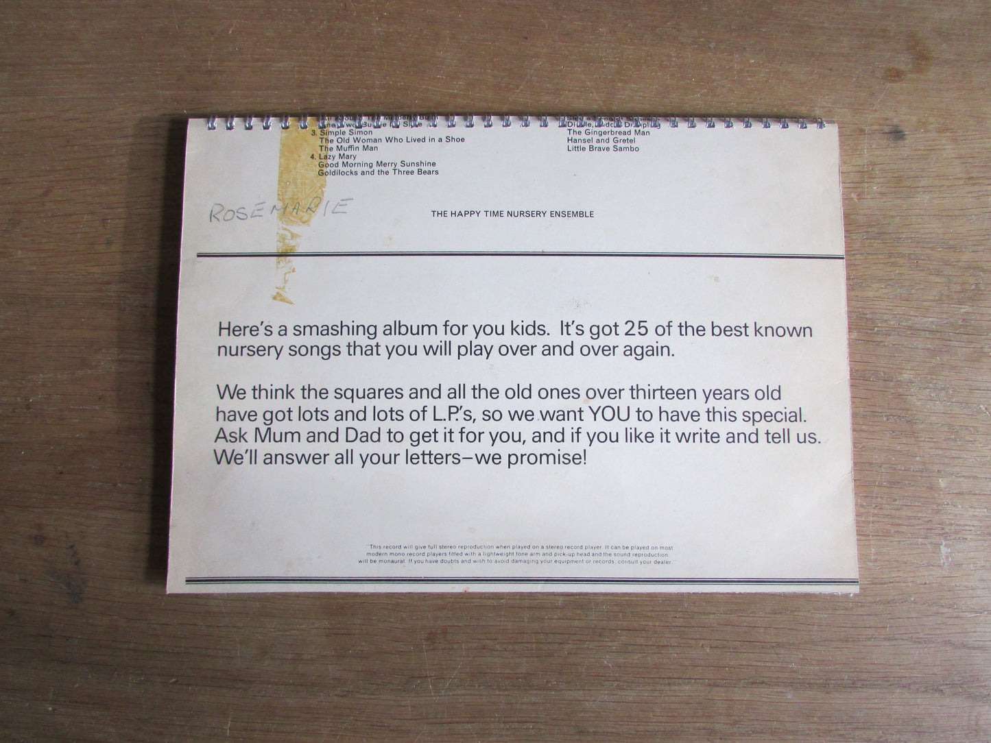 Home-made A4 wire-bound notebook, 30 sheets lined paper, The Happy Time Nursery Ensemble