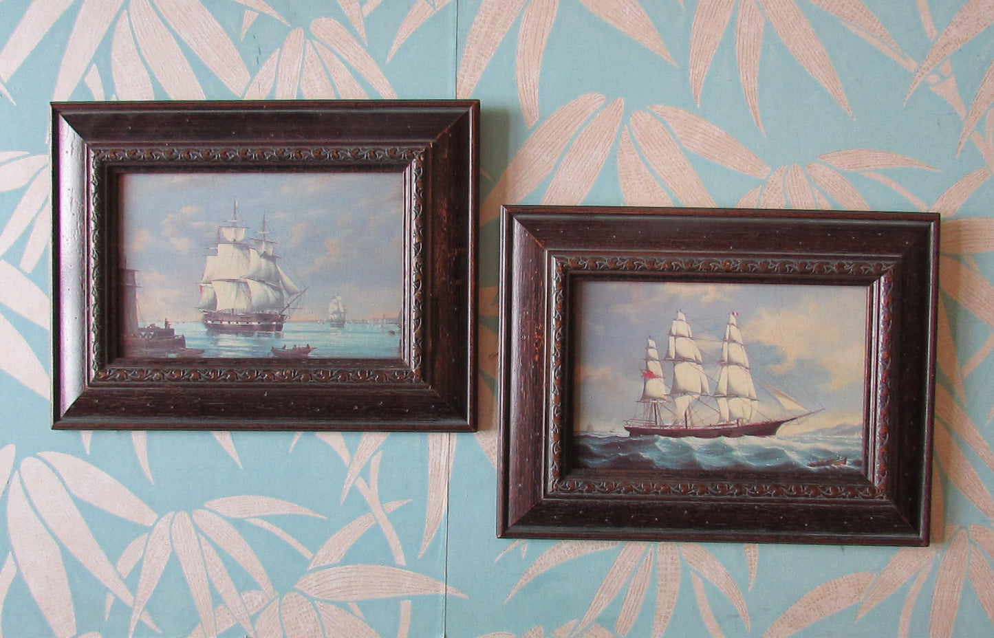 Pair of vintage framed maritime art prints