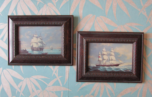 Pair of vintage framed maritime art prints