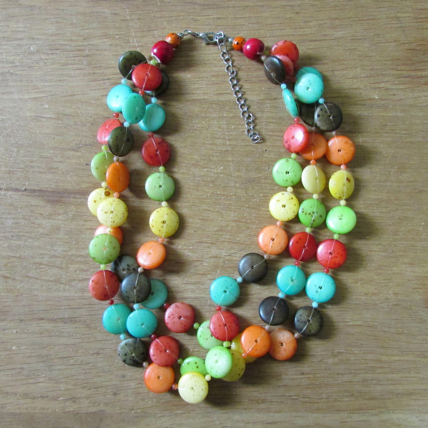 Y2K multicoloured speckled resin bead multi-strand necklace