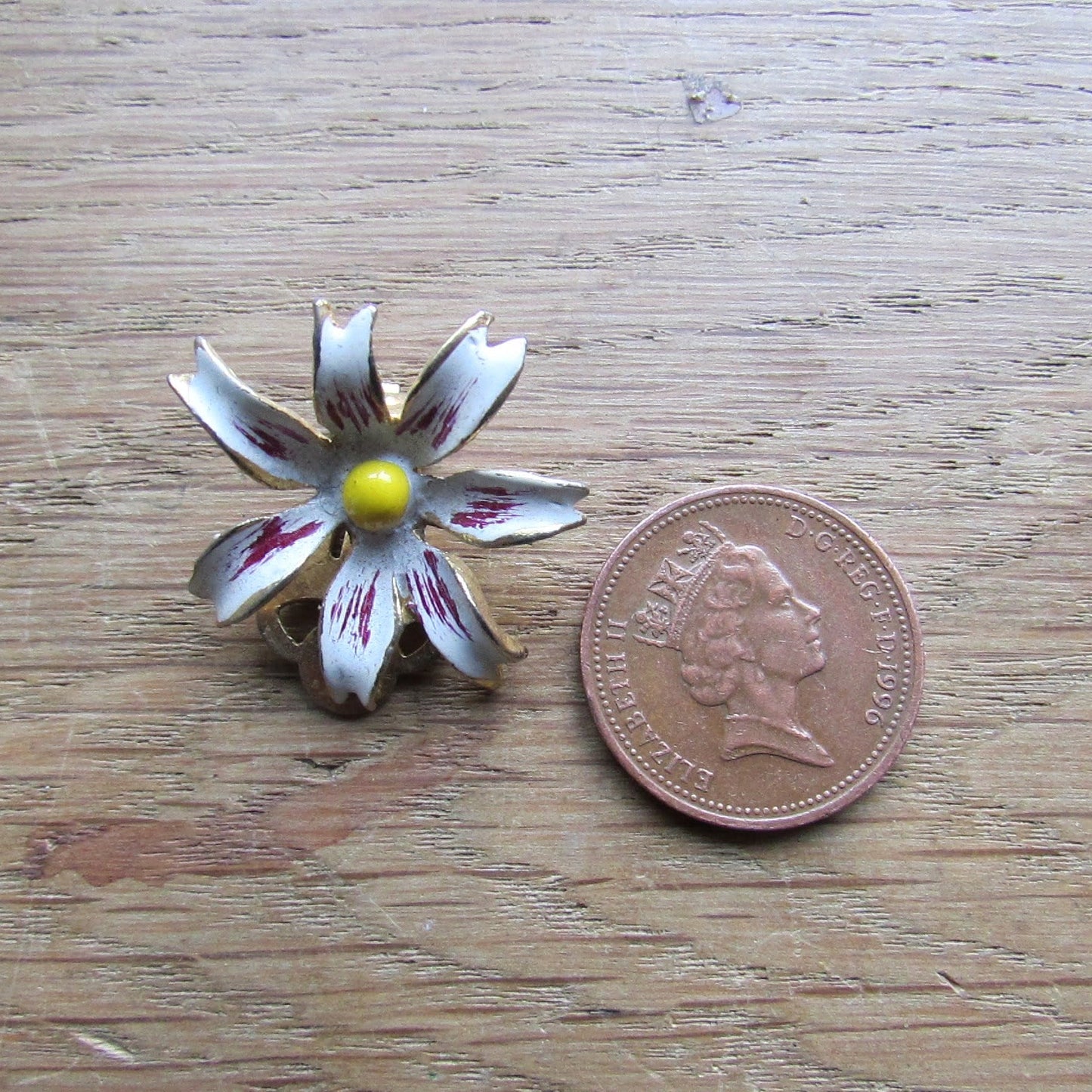 1950s cold-painted enamel daisy clip-on earrings