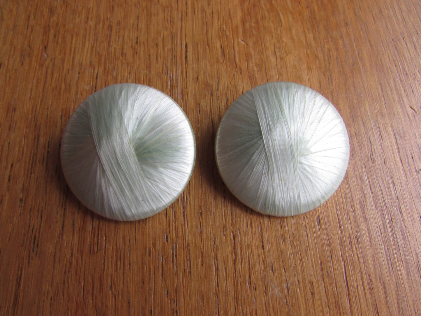 1960s woven satin-effect round button clip-on earrings