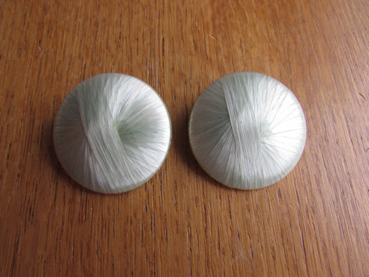 1960s woven satin-effect round button clip-on earrings