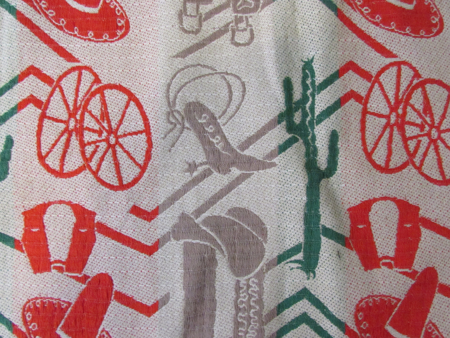 Home-made mid-century Mexican-themed fabric table runner