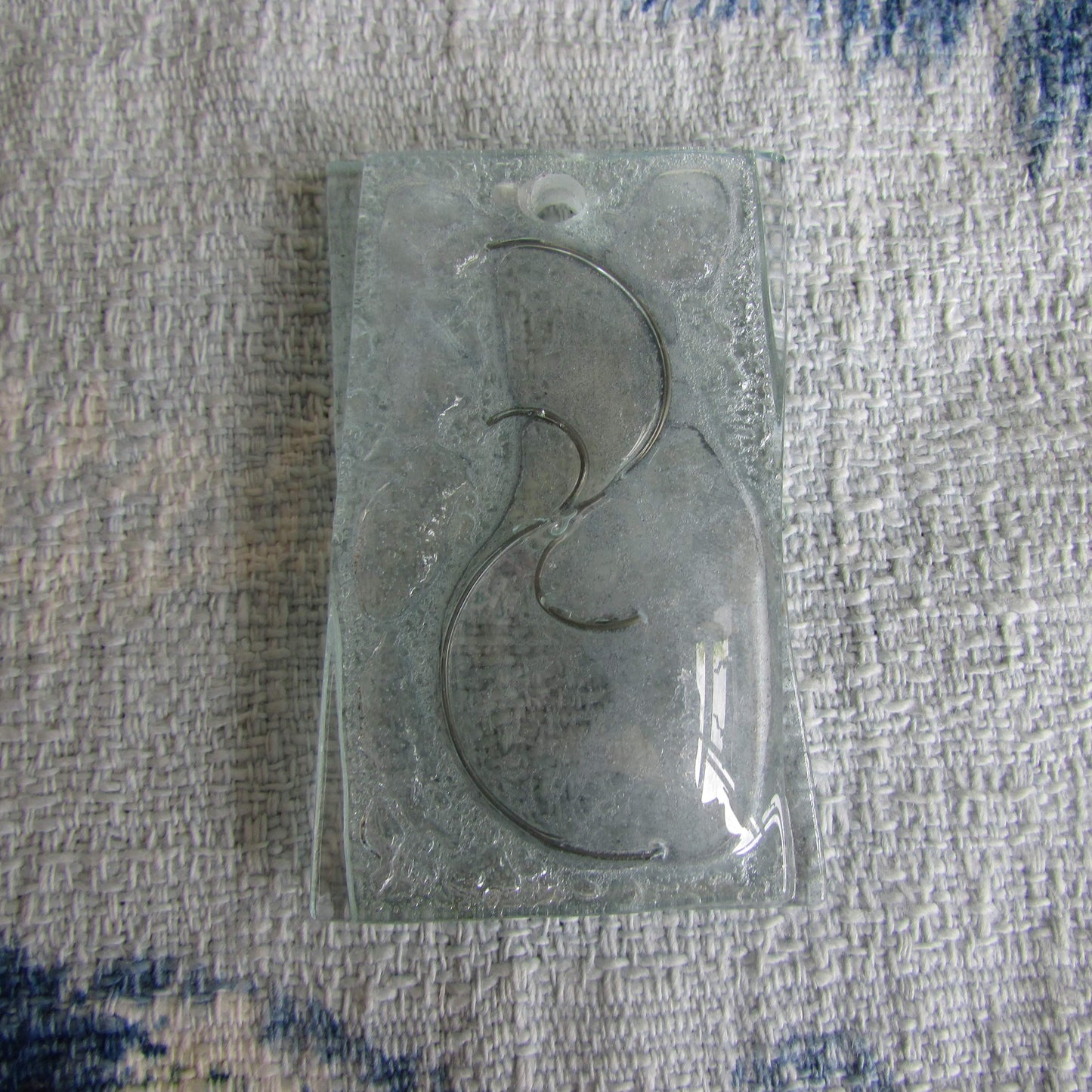 Vintage studio glass clear chunky glass pendant with abstract swirl design