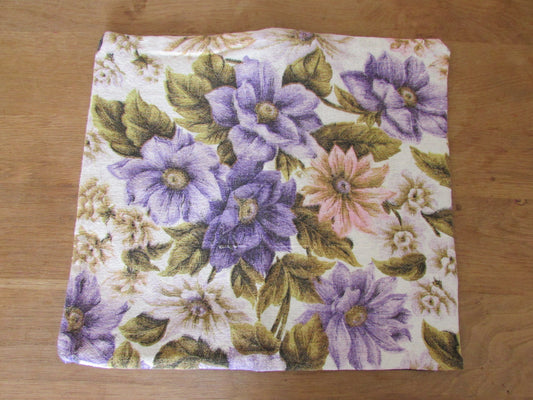 Home-made vintage floral cushion cover with contrast black reverse