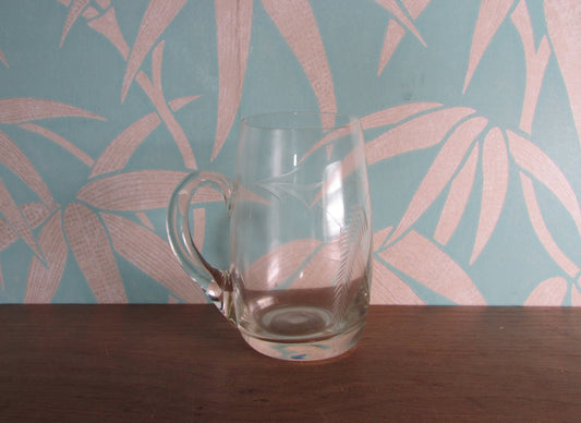 1960s etched glass tankard